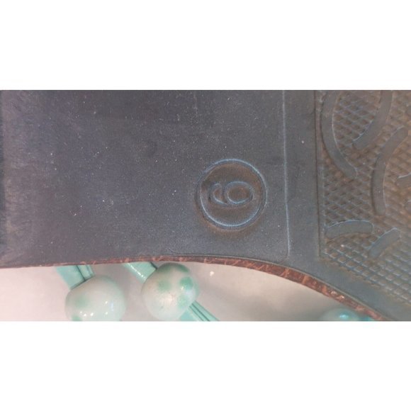 Just‎ Be Beachy Beaded Sandals Turquoise Flat Size 9 - Picture 3 of 6